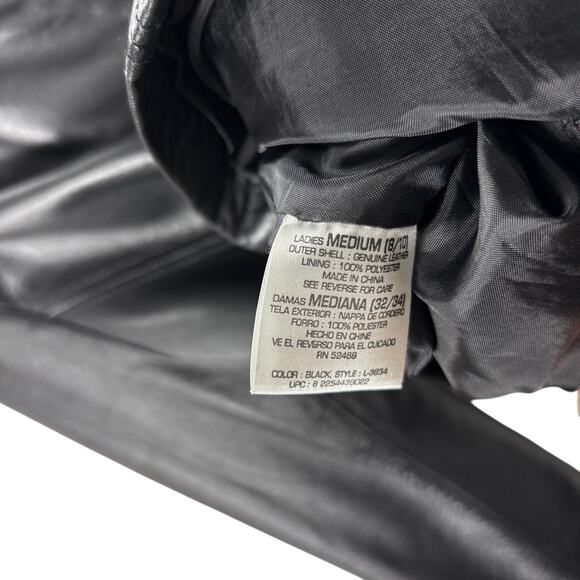 Outbrook Women's Black Genuine Leather Zip Tie Waist Jacket Coat Medium M 8/10 - Picture 4 of 6